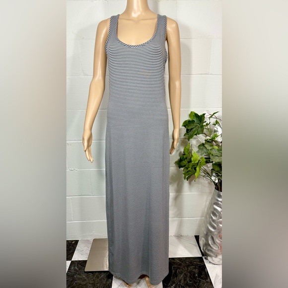 Mossimo gray and black Striped Maxi Dress Racer Back Size S - Picture 1 of 9